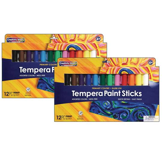 Creativity Street&#xAE; Primary Colors Glide-On Tempera Paint Sticks, 2 Packs of 12